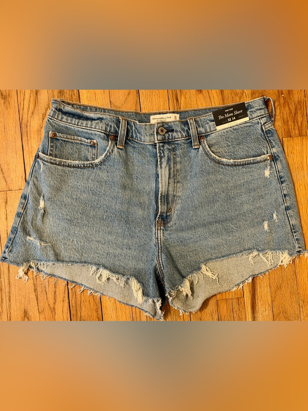Abercrombie & Fitch Light Blue High Rise Curve Love Denim Mom Shorts